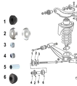 Preview: VW Bus T3 Anbausatz Zugstrebe Reparatursatz 7 Teile Bj.79-92 Vorderachsreparatursatz 251407175 251407175A 251407179 251407069
